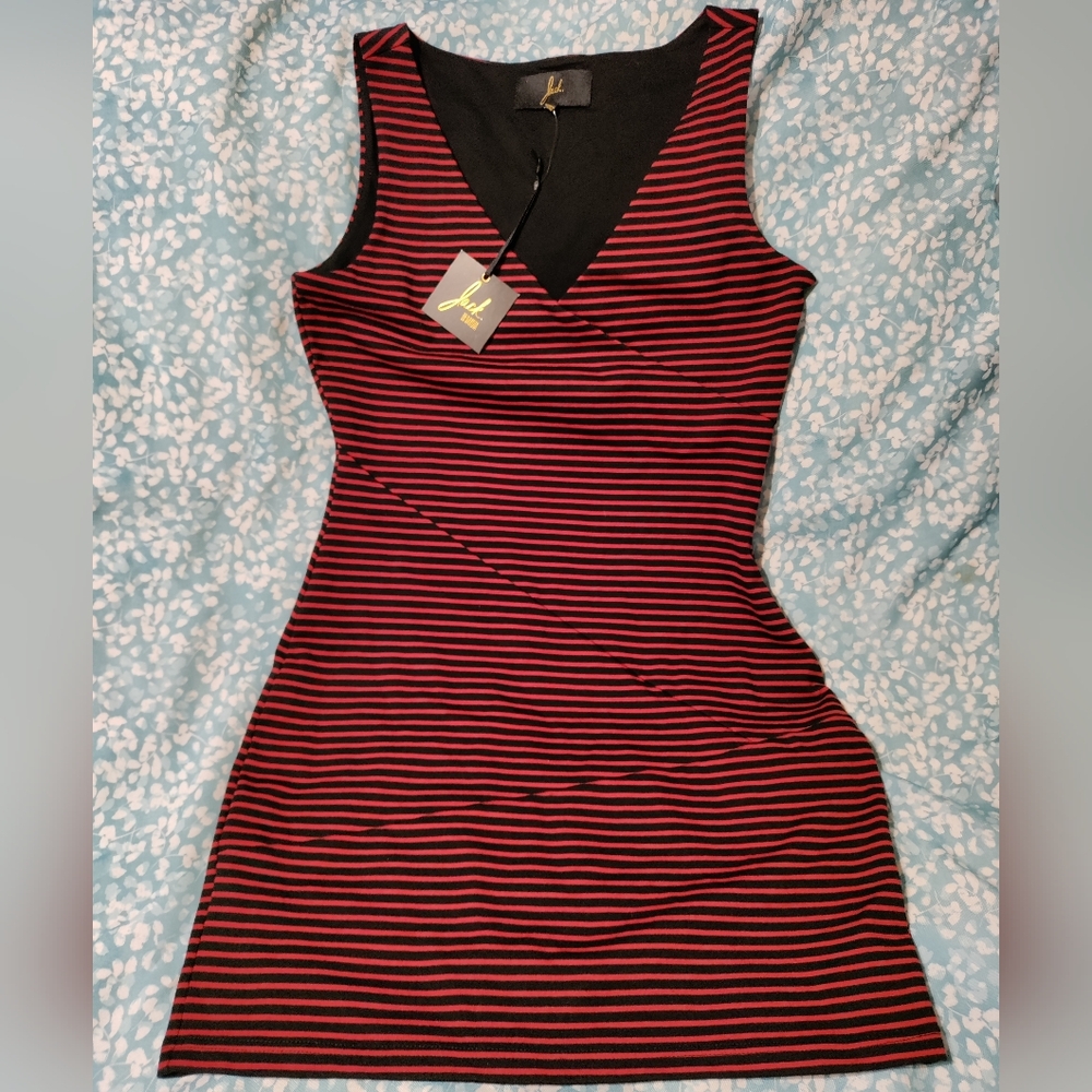 Jack by BB Dakota red and black striped body on mini dress